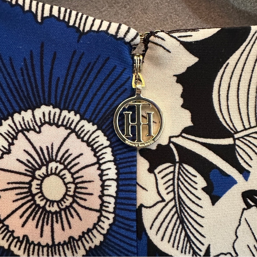 Tommy Hilfiger Sleeveless Floral A Line Dress Polyester Stretch Cobalt Blue M - Picture 10 of 11